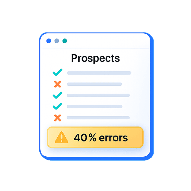 Overpriced lists with +30% errors in contacts (and low-quality targeting).