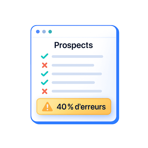 Des listes payées trop cher avec +30 % d'erreurs sur les contacts (et un ciblage de basse qualité).